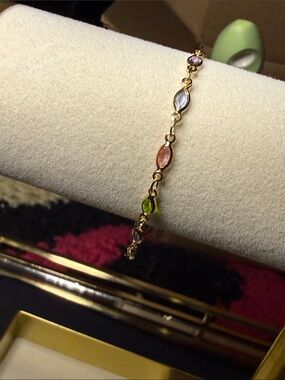 Barzel Gold Multicolor Gemstone Station Bracelet - Children’s Jewelry